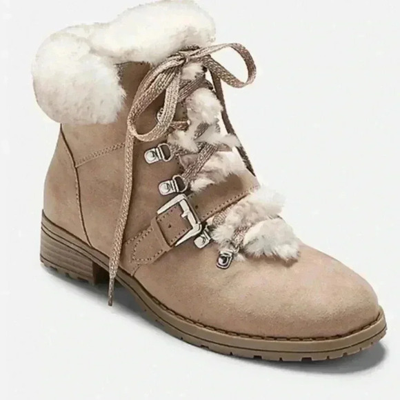 🆕JUSTICE TAN FAUX FUR HIKING BOOTS 1🆕 - Picture 1 of 6